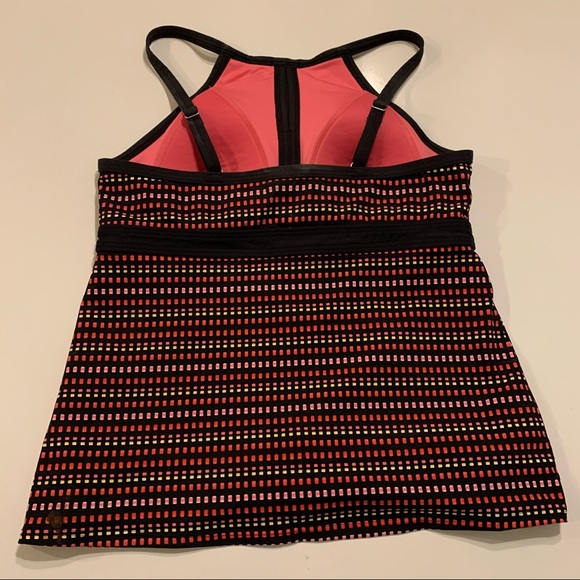 Lands End tankini swim suit top, black/pinks, 8 - Picture 5 of 8